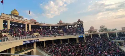 Wagah Border retreat ceremony crowd Amritsar