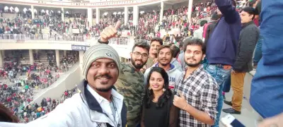 Tour Group selfie at Wagah Border ceremony
