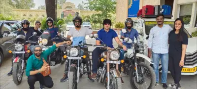 Group on Royal Enfield bikes at starting point